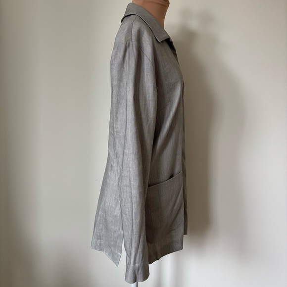 Jenne Maag Vintage Gray Linen Blend Single Breasted Button Front Blazer EUC S - Picture 4 of 8